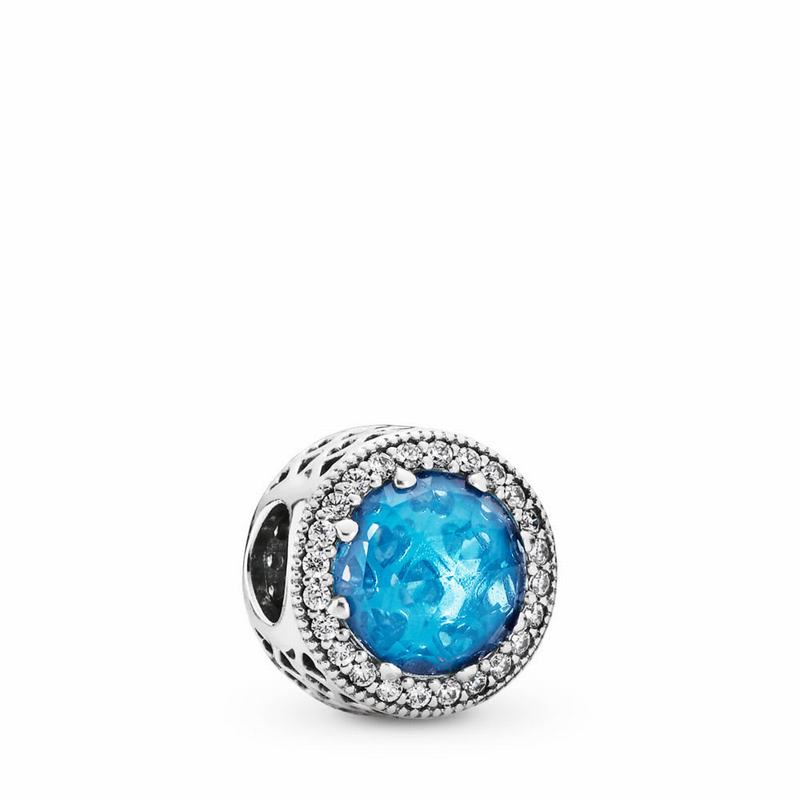 Pandora Radiant Hearts Charm Ireland - Sterling Silver/Blue/Mixed Stones/Cubic Zirconia - 562839MRJ